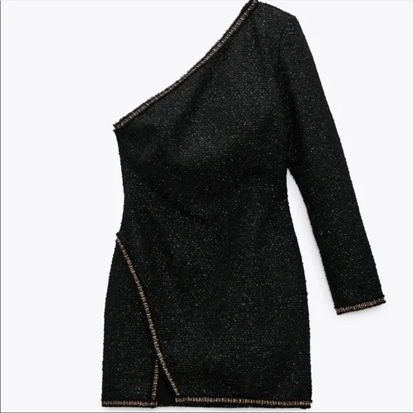 zara asymmetric mini dress Zara Asymmetric Satin Effect One Shoulder Mini Dress Size Medium